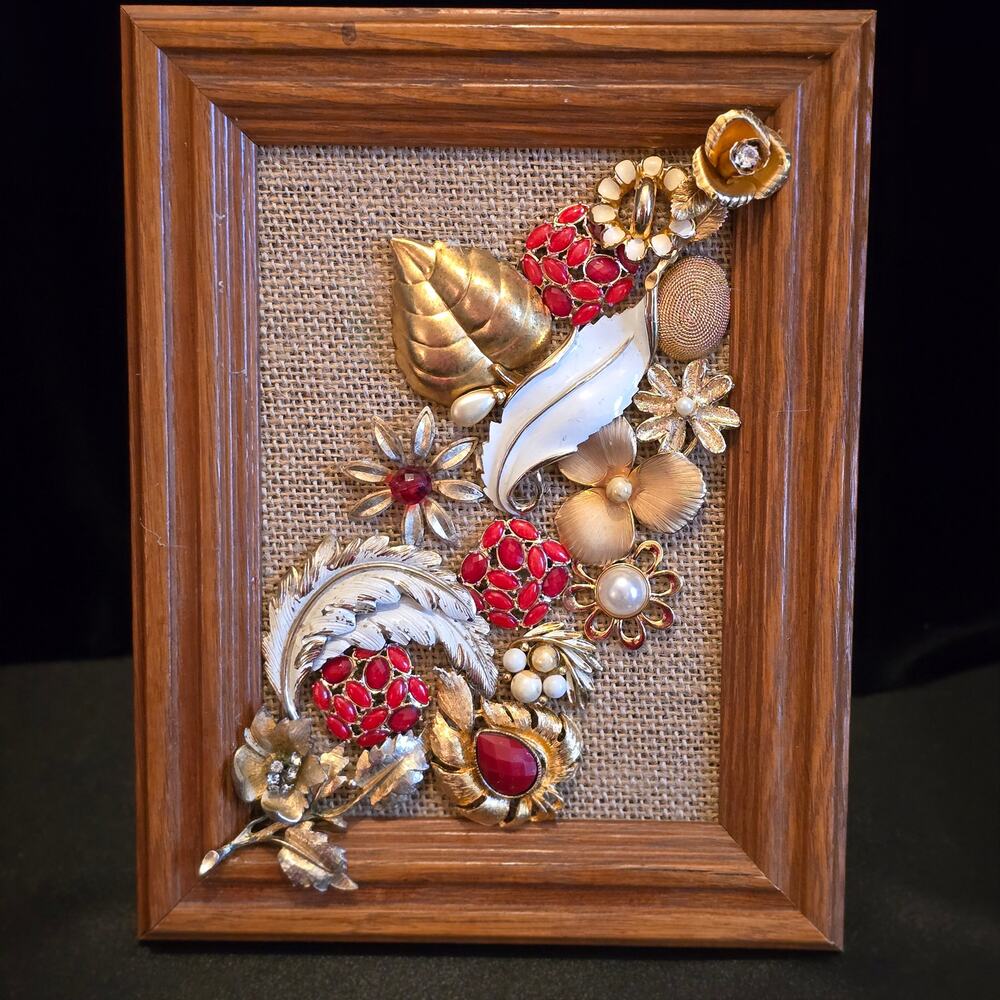 Hand Crafted Framed Jewelry Art 7"W x 9"H